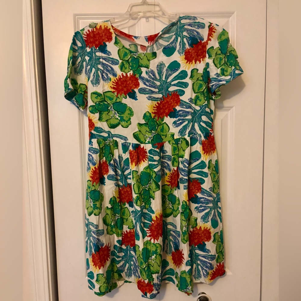 Vintage 1990s Floral Short Sleeve Boho Mini Dress Size 6